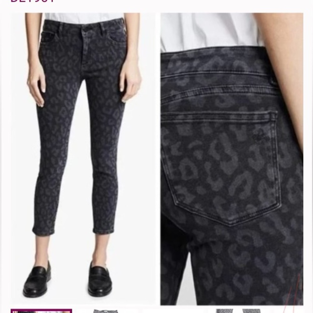DL1961 Cropped Skinny Jeans Leopard Print Memphis | Size 27